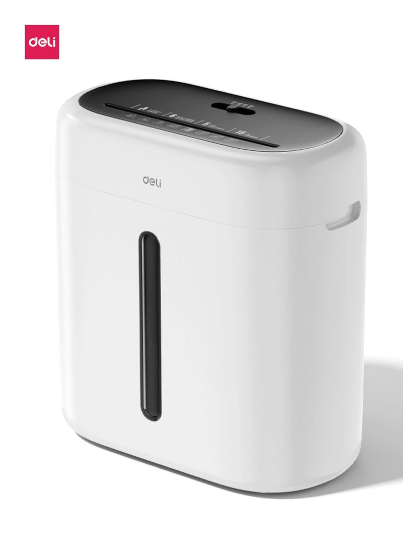 Deli ET001 P4 Cross-Cut Paper Shredder, 6-Sheet Capacity, 15L Bin, Quiet Mini Office Shredding Machine - Image 1